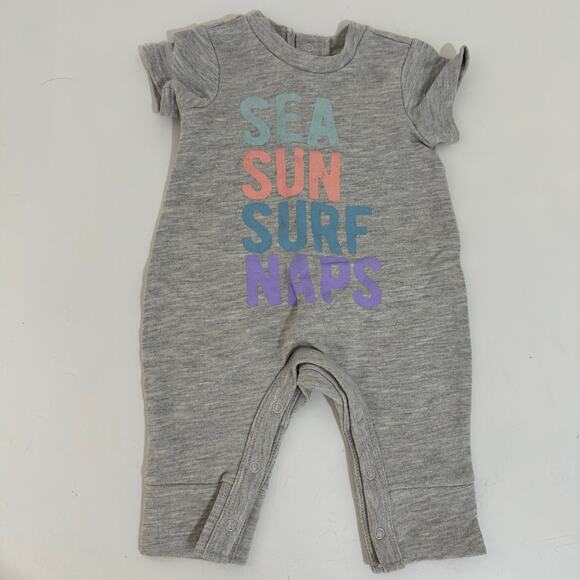 Grayson Mini Sea Sun Surf Naps Gray Jumpsuit Newborn - Picture 1 of 2